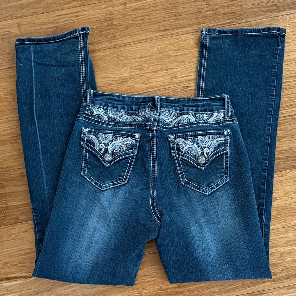 Cato Premium Dark Blue Boot Cut Jeans with Intricate Pocket Design size 6
